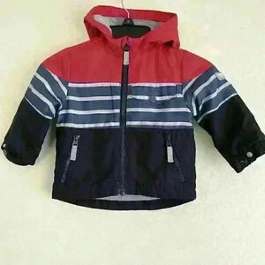 OshKosh B'Gosh Fleece Lined Windbreaker Toddler Boys Hoodie Jacket Size 12M